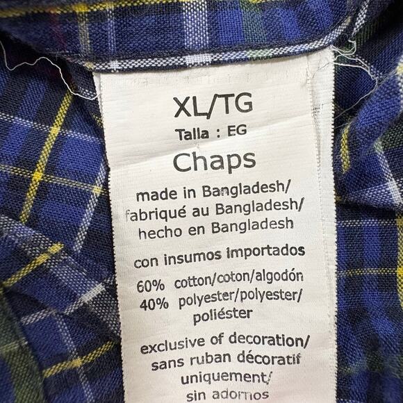 Chaps Men’s XL Button Down Shirt Plaid Long Sleeve Casual Easy Care - Picture 8 of 8